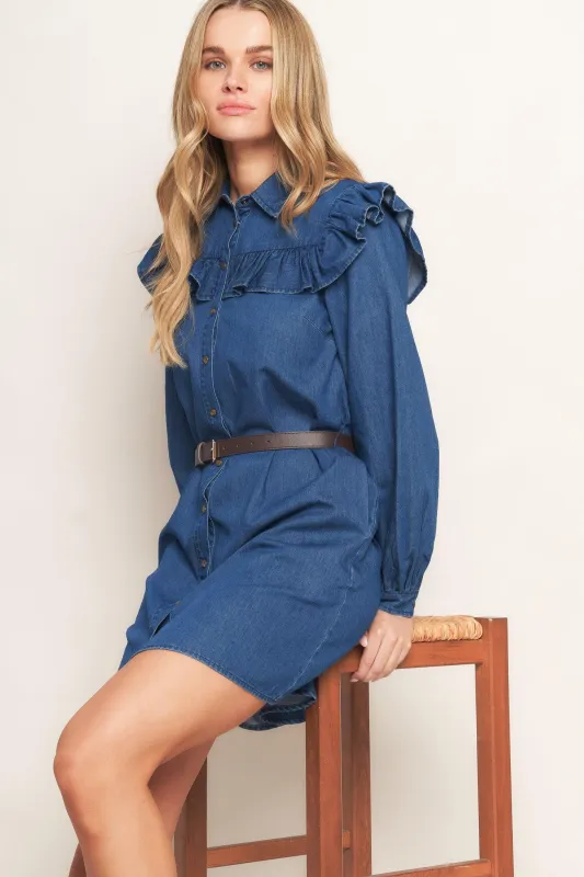 Bluebird Cowgirl Denim Mini Dress made by Flying Tomato
