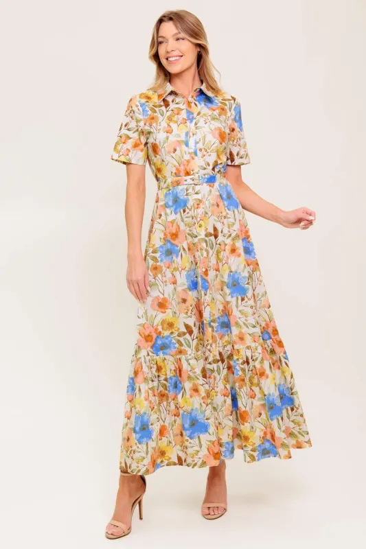 Hazel Dream Ivory Woven Midi Dress made by Flying Tomato