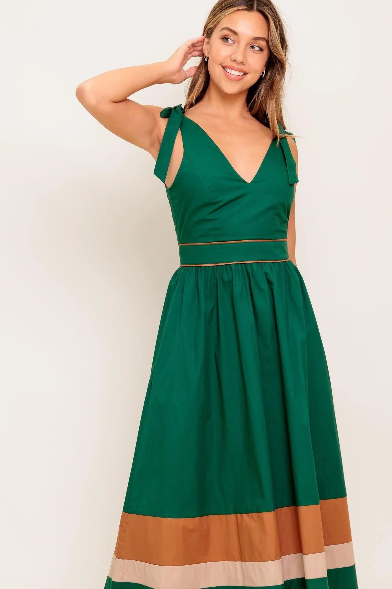 Forest Charm Woven Color Blocked Midi Dress sold by Zulily product image thumbnail 5