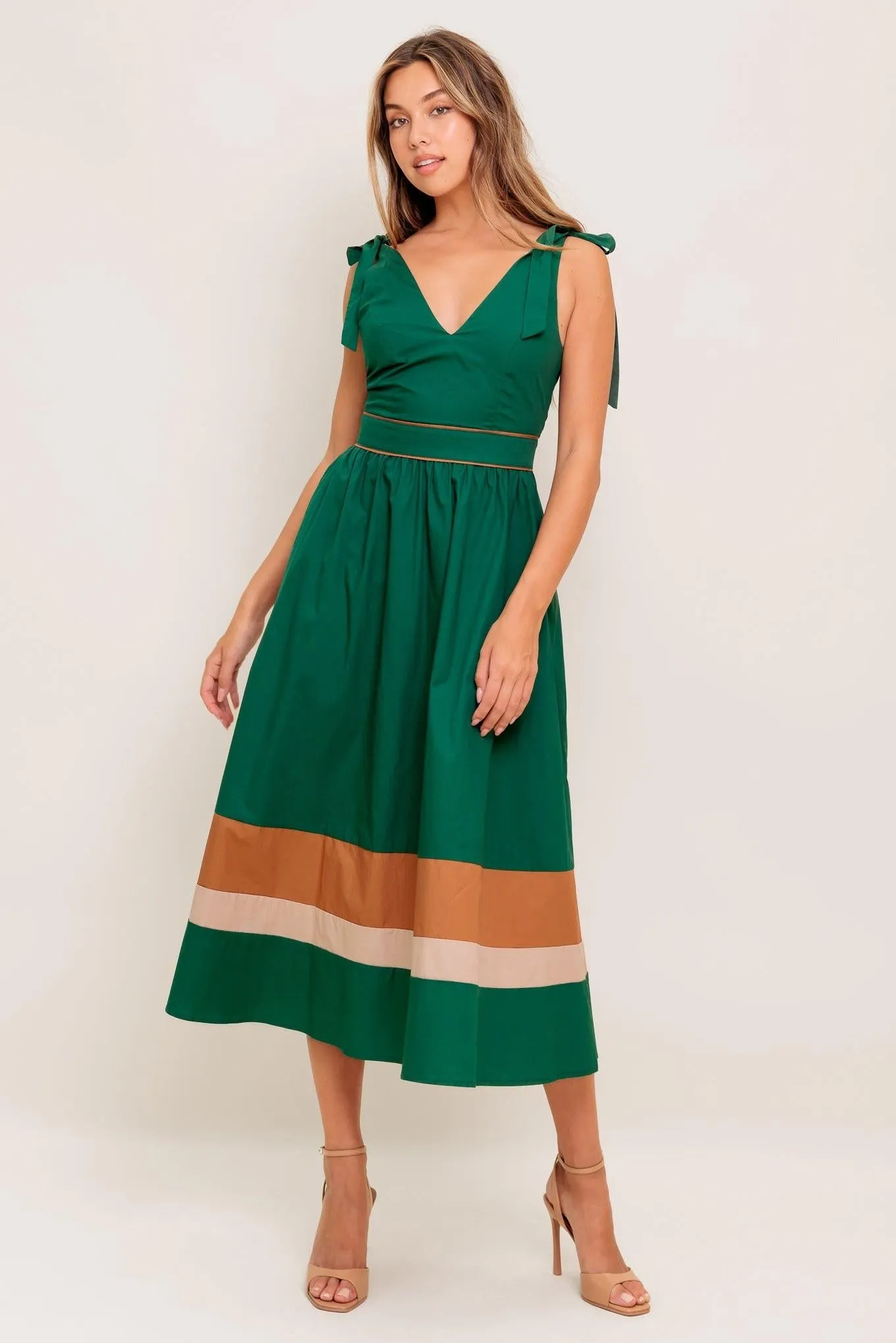 Forest Charm Woven Color Blocked Midi Dress sold by Zulily product image thumbnail 3