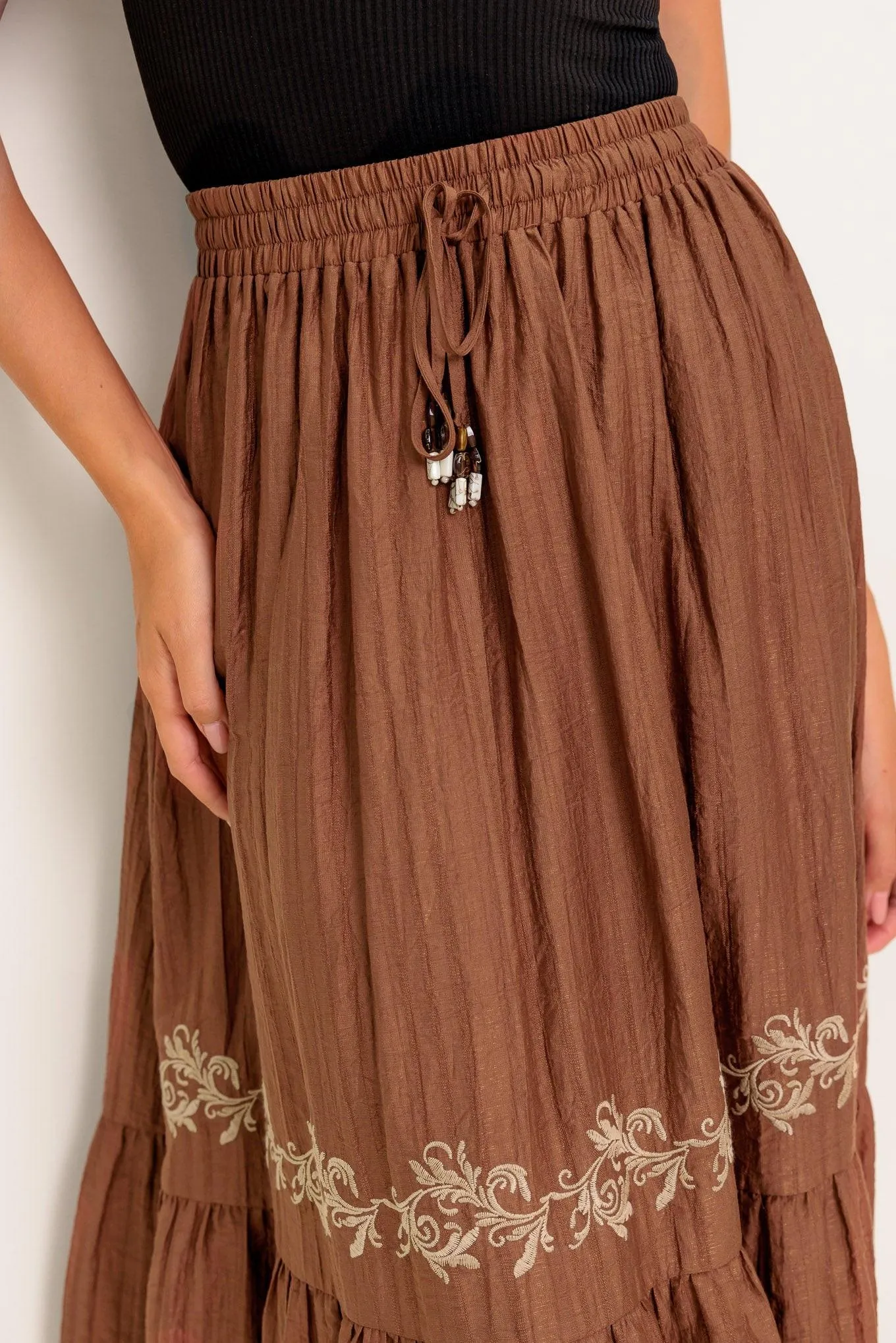 Full Speed Ahead Brown Woven Maxi Skirt sold by Zulily product image thumbnail 4