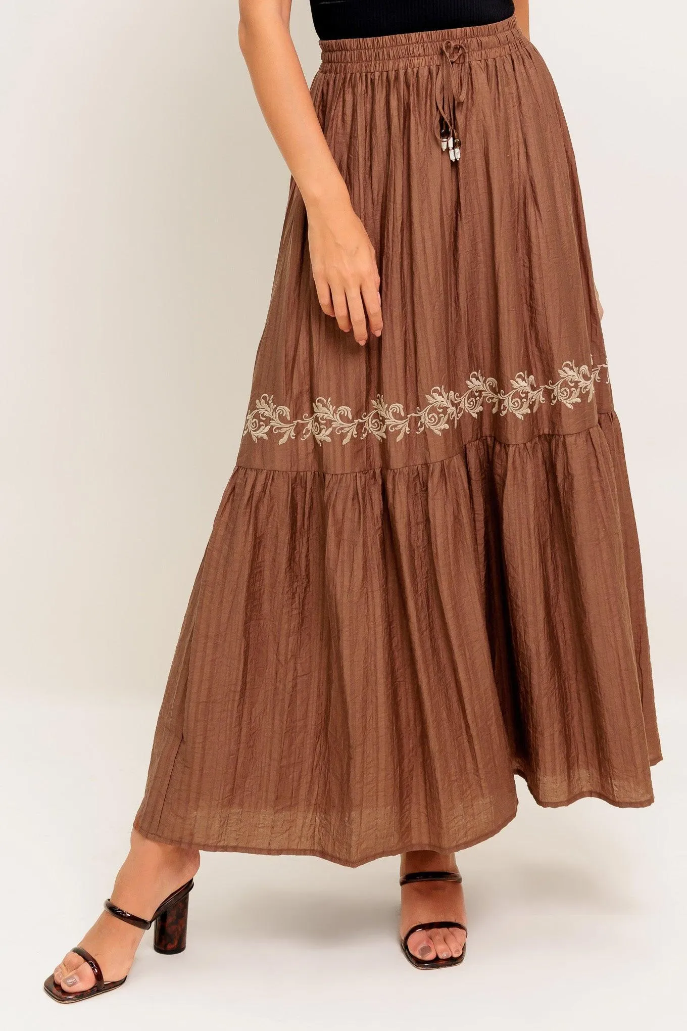Full Speed Ahead Brown Woven Maxi Skirt sold by Zulily