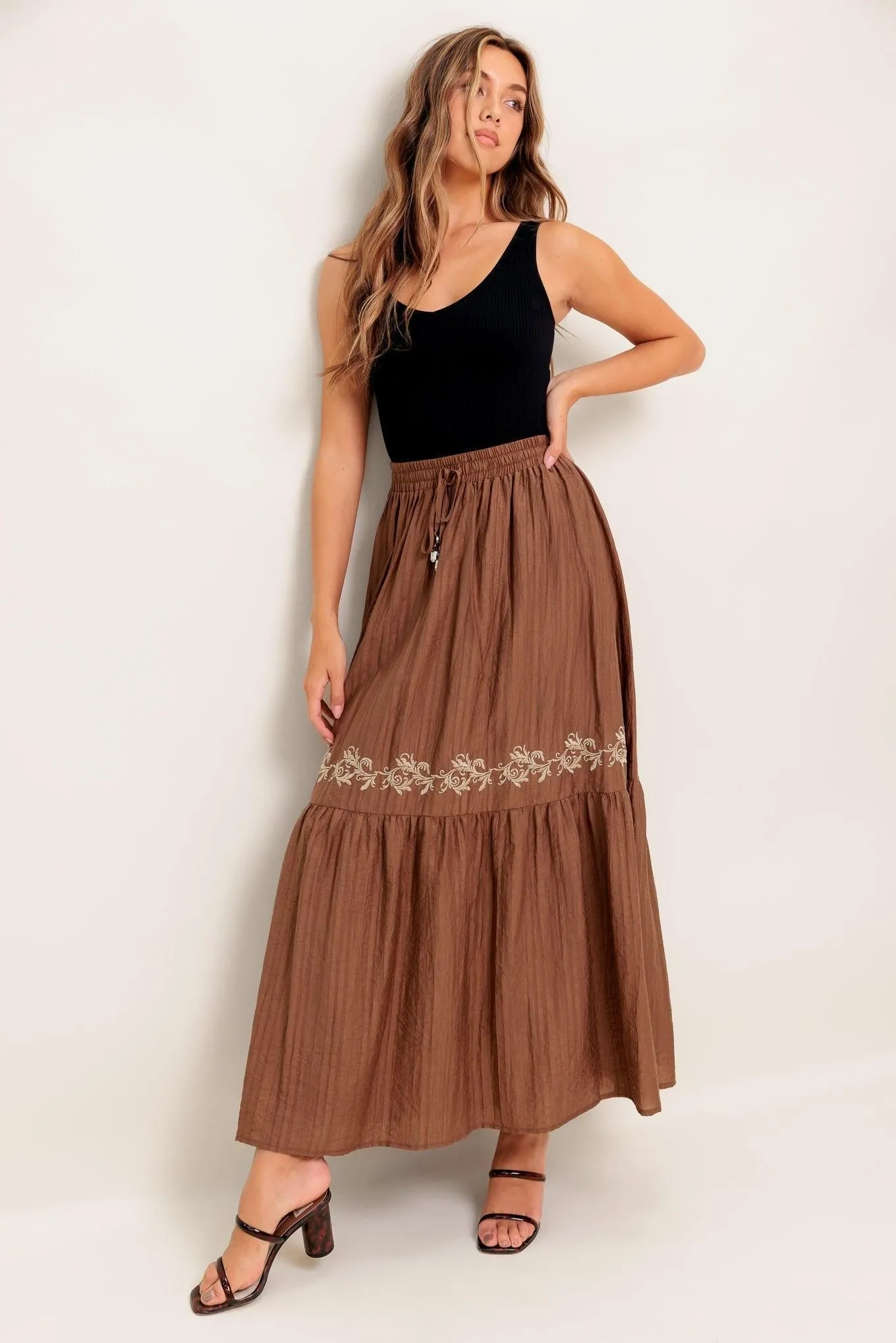 Full Speed Ahead Brown Woven Maxi Skirt sold by Zulily product image thumbnail 3