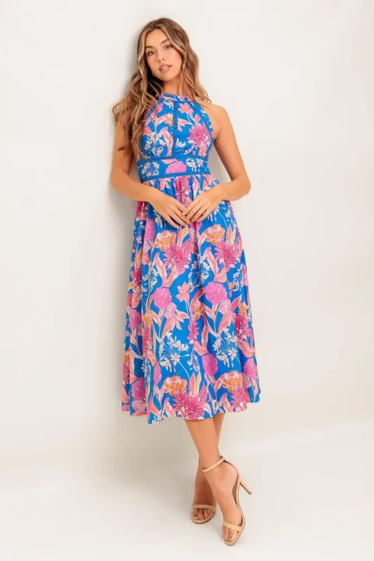 Sun-kissed Flower Woven Midi Dress made by Flying Tomato