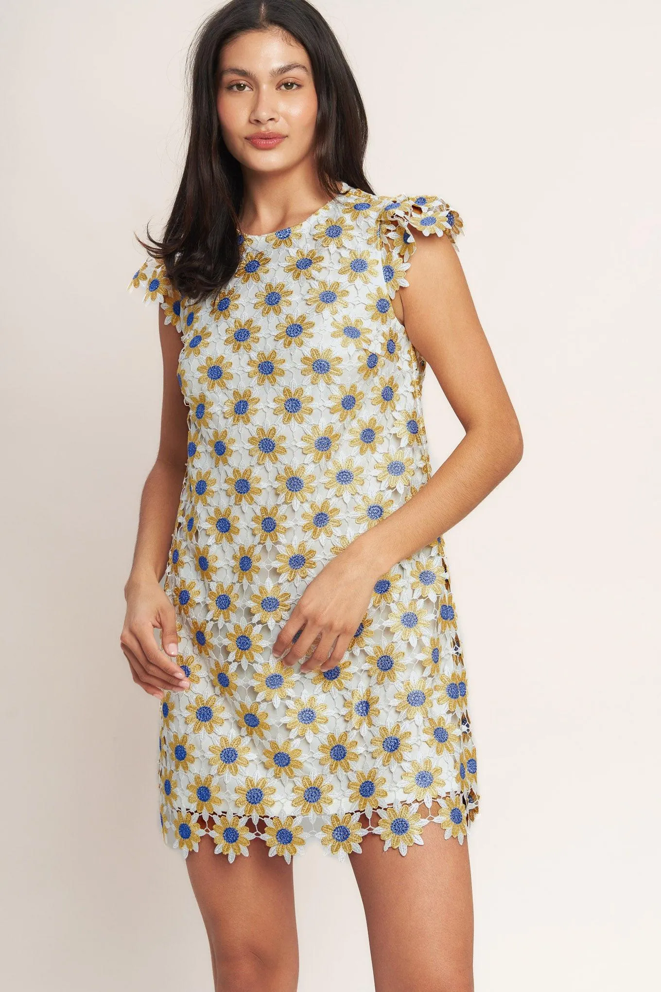 Little Ray of Joy Woven Lace Mini Shift Dress sold by Zulily product image thumbnail 3