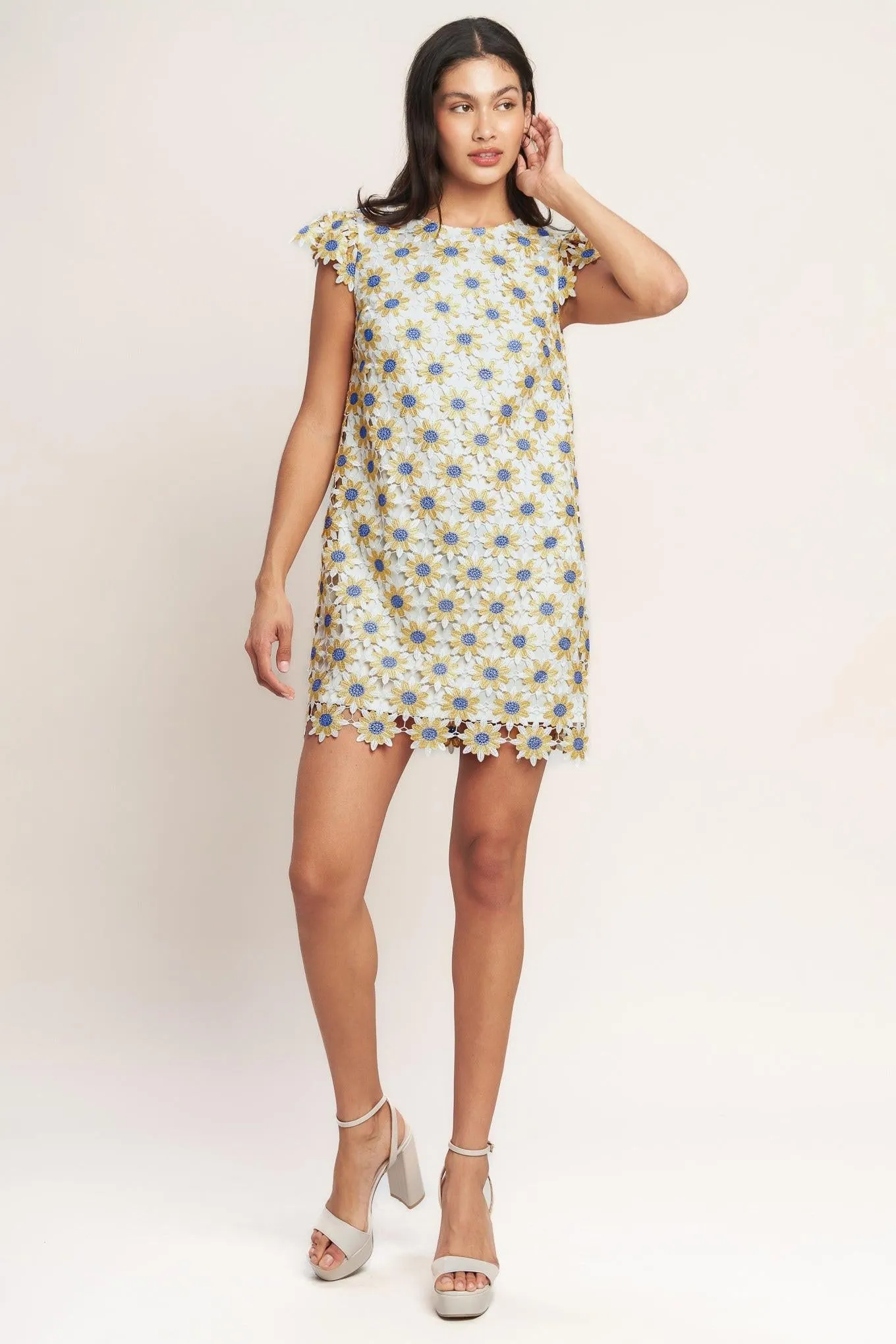 Little Ray of Joy Woven Lace Mini Shift Dress sold by Zulily product image thumbnail 4