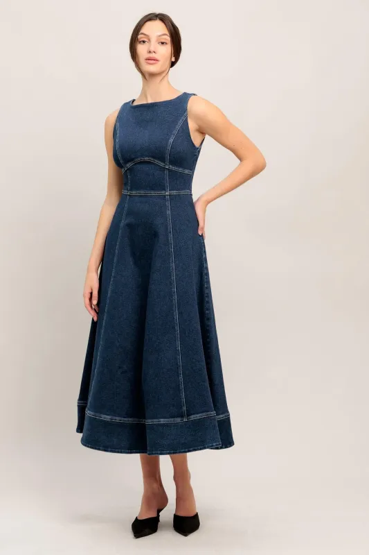 Simple Statement Denim Denim Midi Dress made by Flying Tomato
