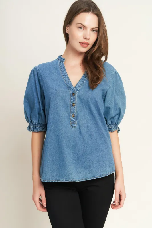 Closer to You Denim Top made by Flying Tomato