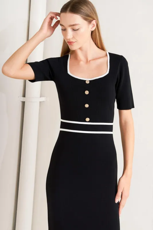 Elegant Frame Sweater Knit Midi Dress made by Flying Tomato