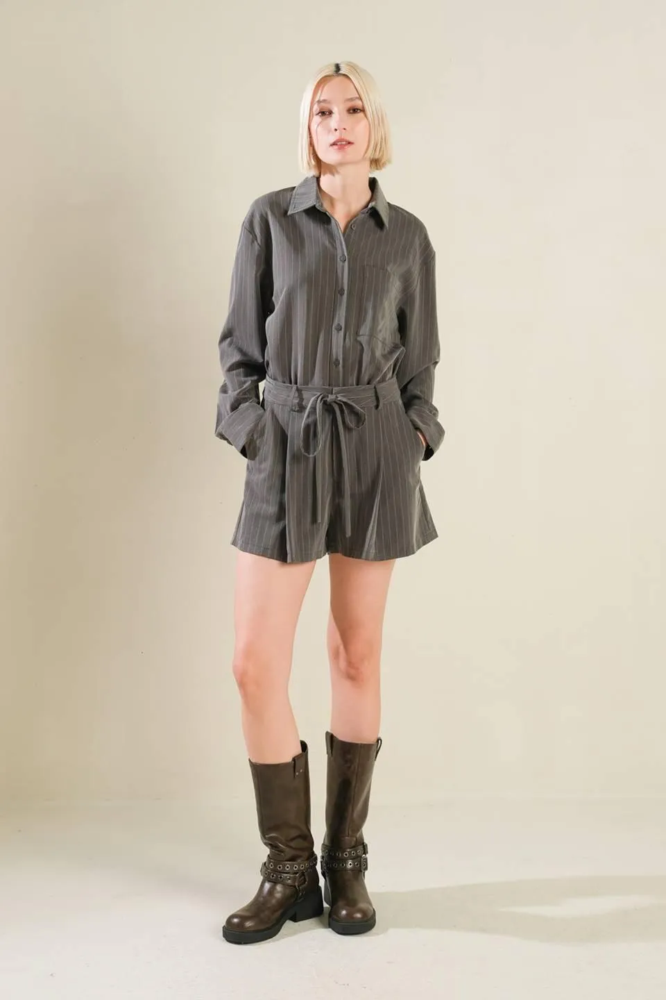 Am I Okay With Woven Romper sold by Zulily product image thumbnail 4
