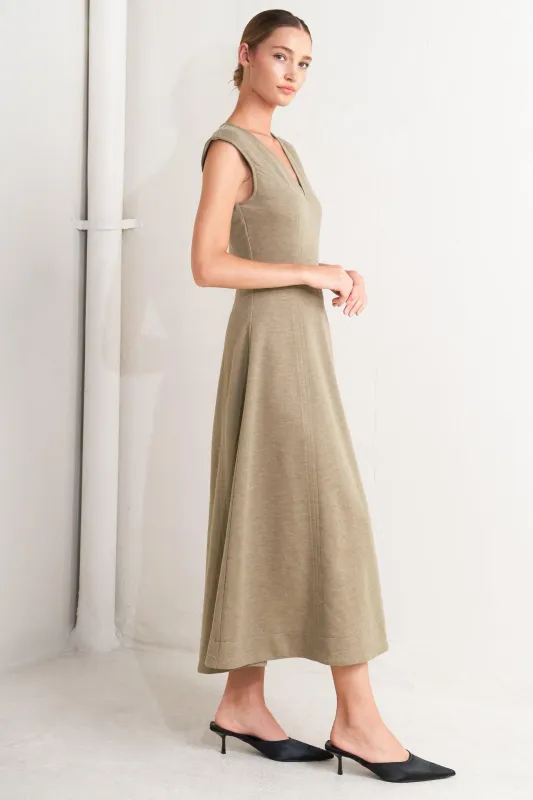 Sophisticated Simplicity Woven Knit Midi Dress made by Flying Tomato