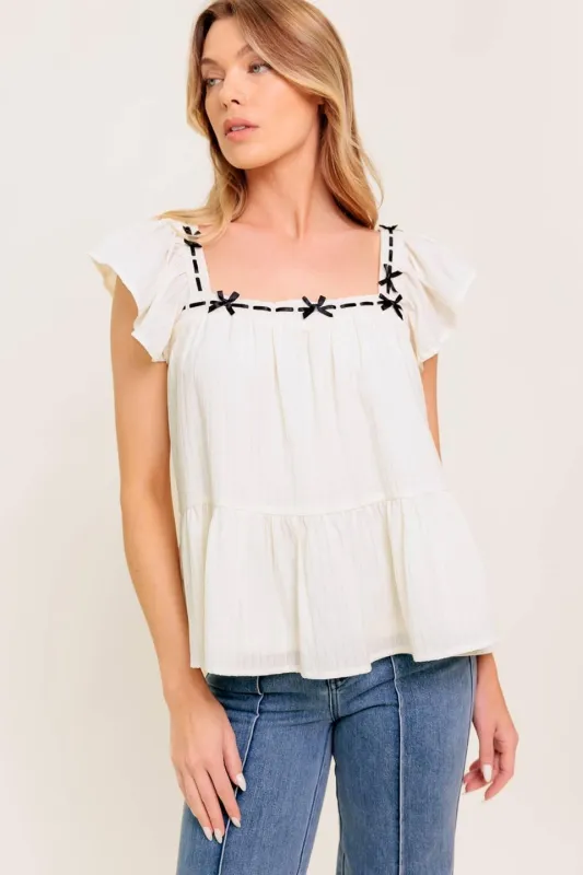 Celestial Crush Cream Woven Top made by Flying Tomato