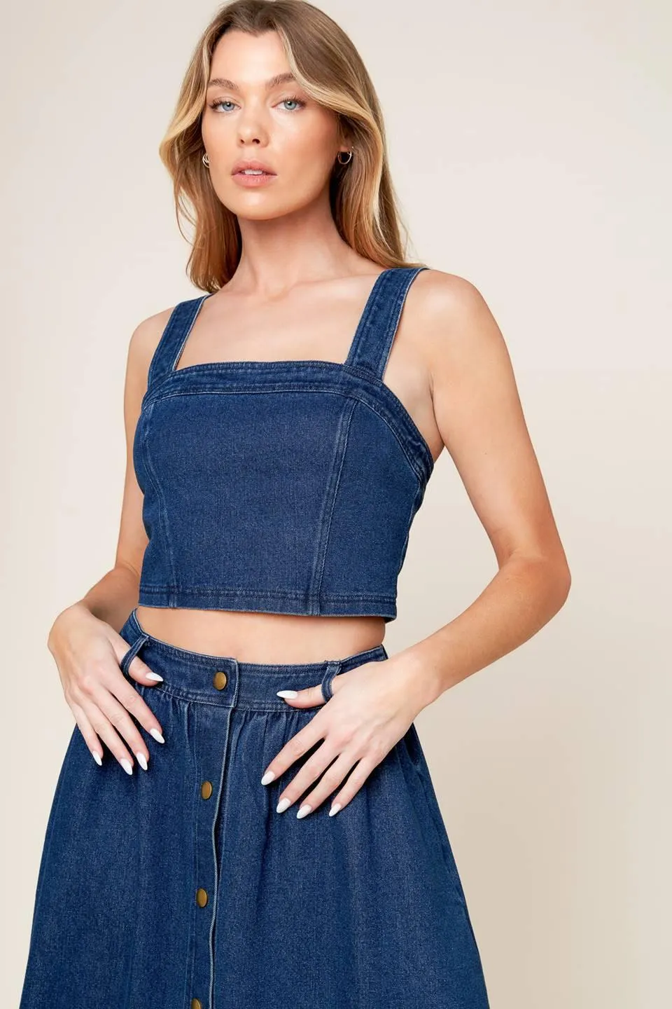 Simply the Vibe Denim Top and Skirt Set sold by Zulily product image thumbnail 4