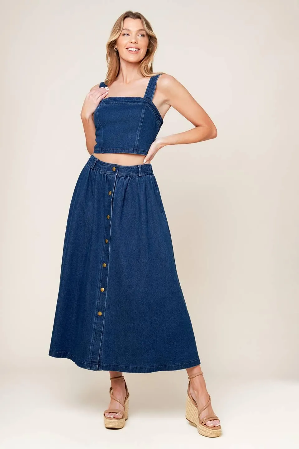 Simply the Vibe Denim Top and Skirt Set sold by Zulily product image thumbnail 5