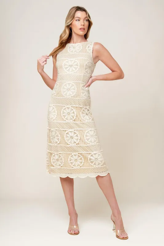 Prettiest Energy Cream Lace Midi Dress made by Flying Tomato
