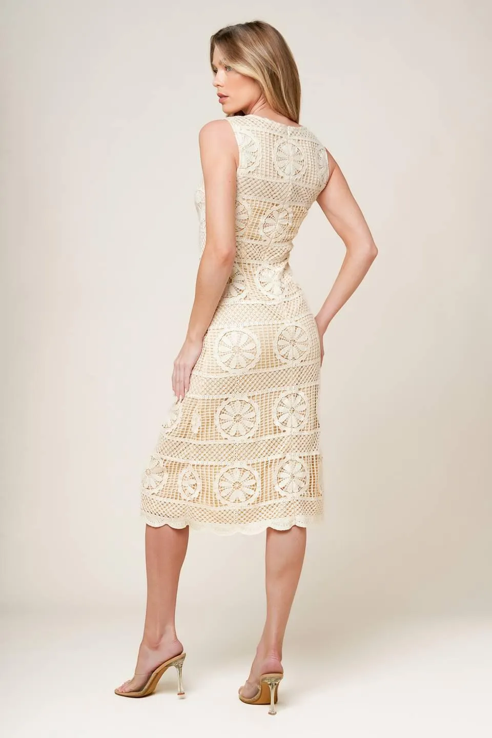 Prettiest Energy Cream Lace Midi Dress sold by Zulily product image thumbnail 2
