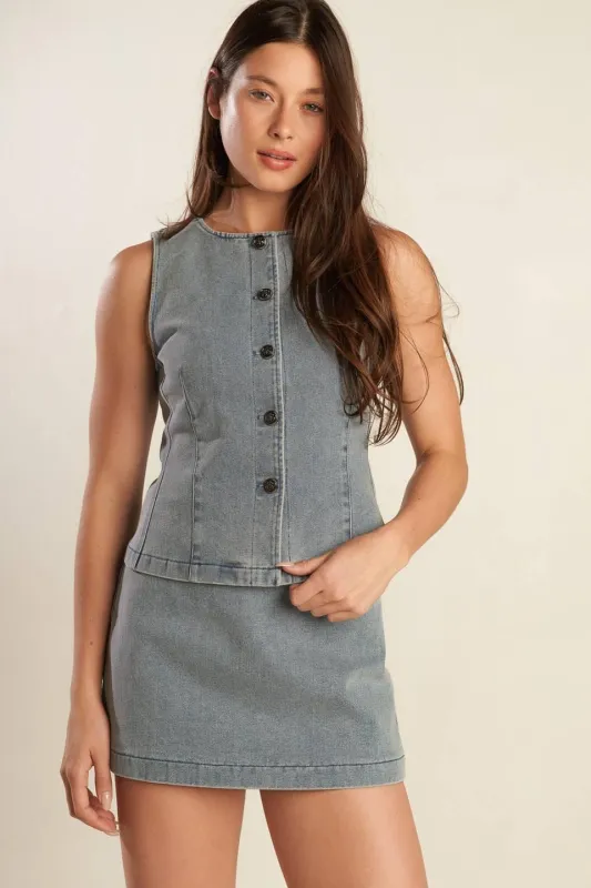 Daisy Date Denim Skort made by Flying Tomato