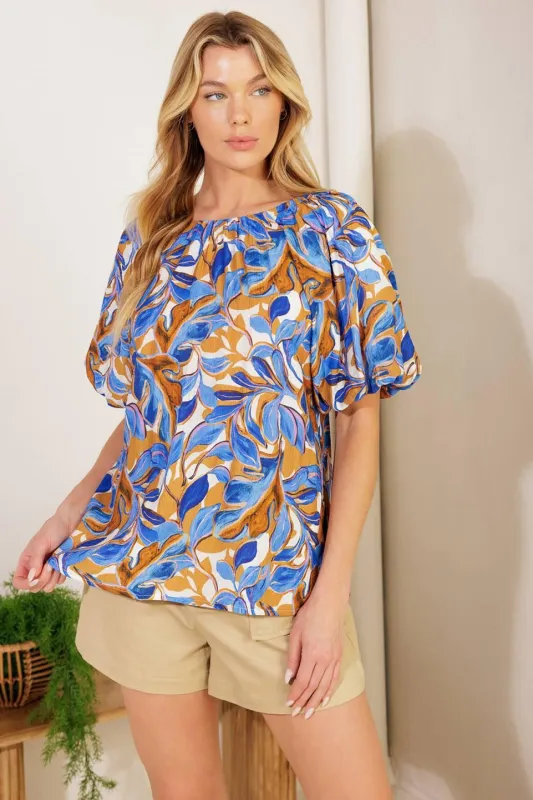 Just Having Fun Blue Woven Top made by Flying Tomato