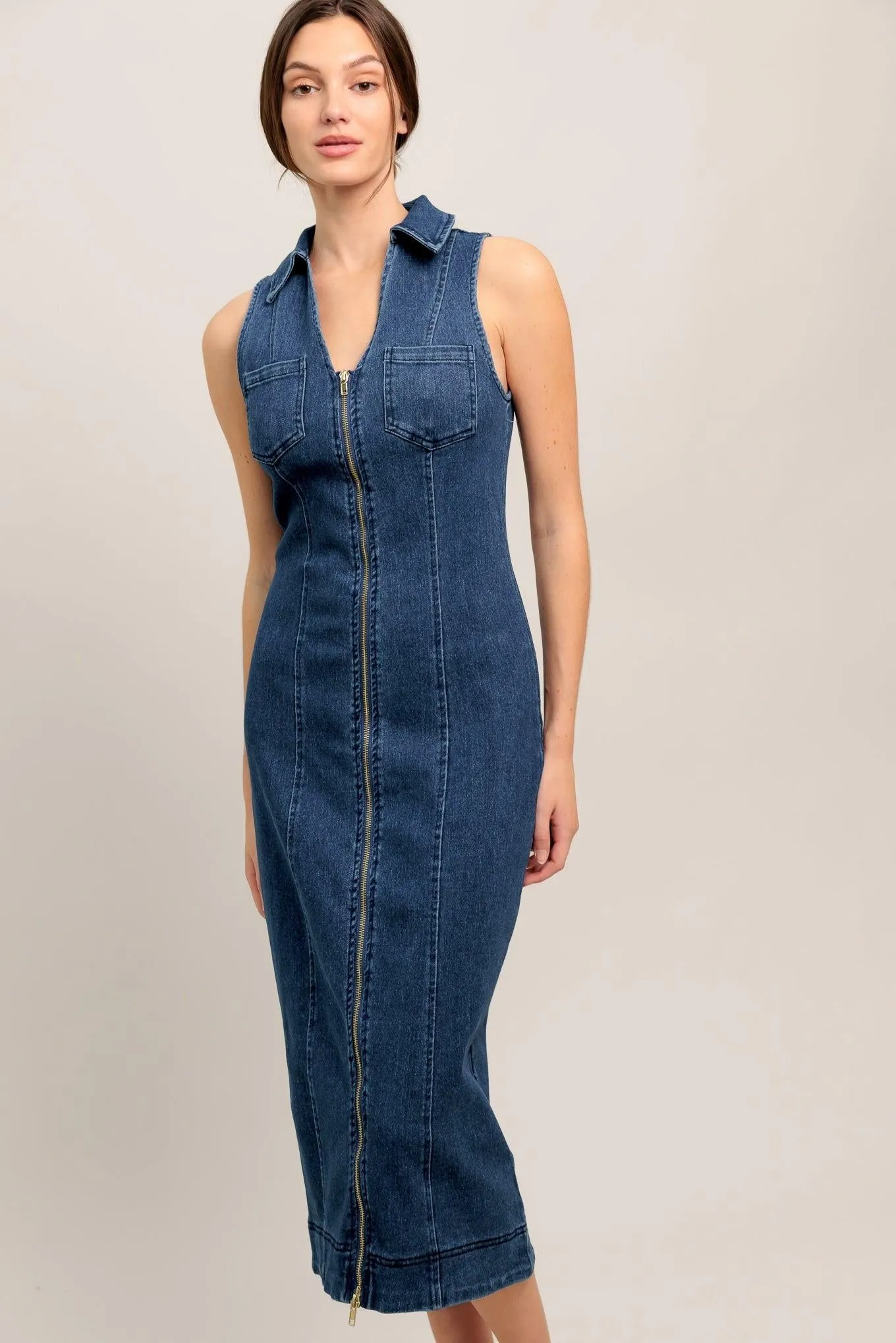 Everyday Edge Denim Midi Dress sold by Zulily product image thumbnail 3