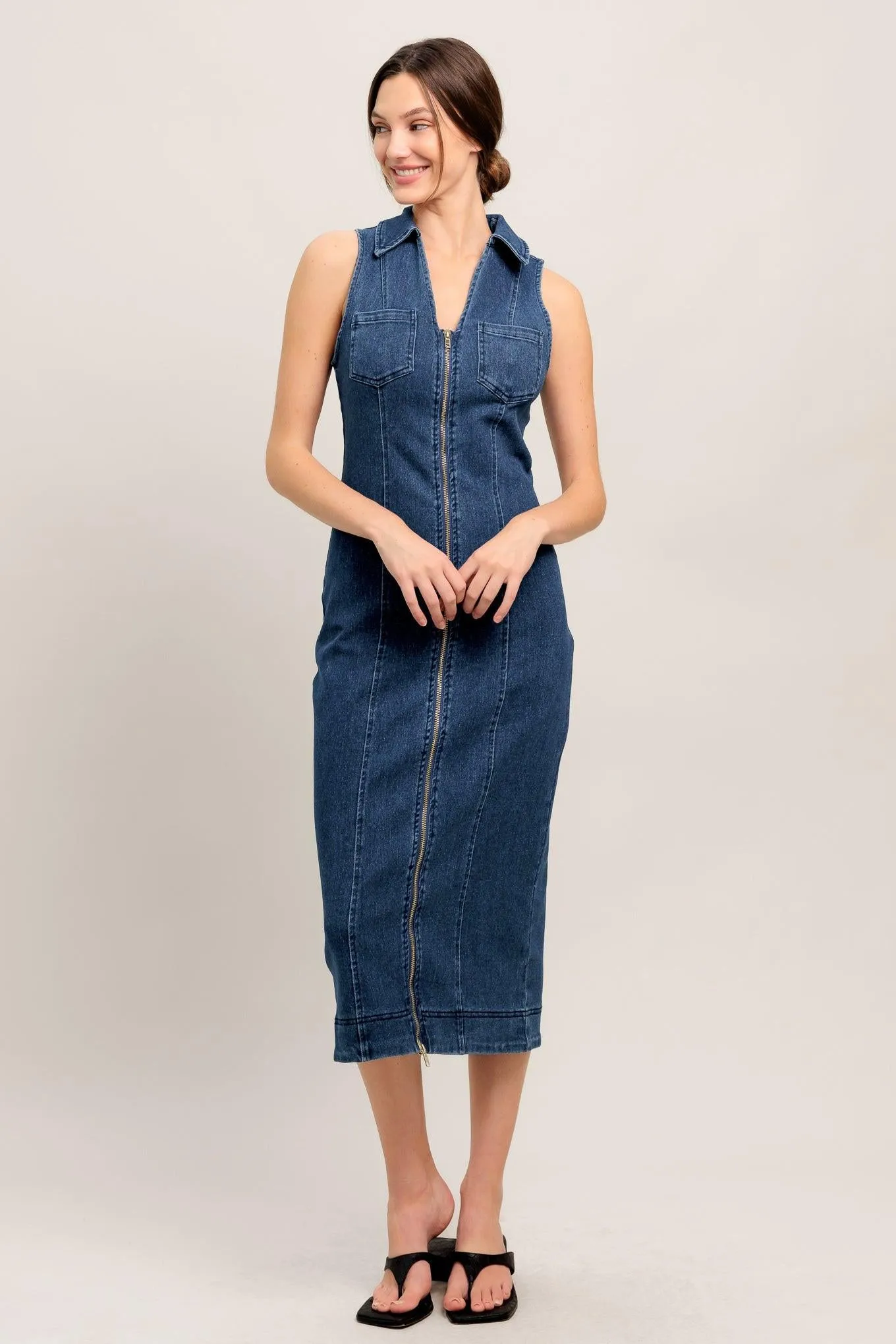 Everyday Edge Denim Midi Dress sold by Zulily product image thumbnail 4