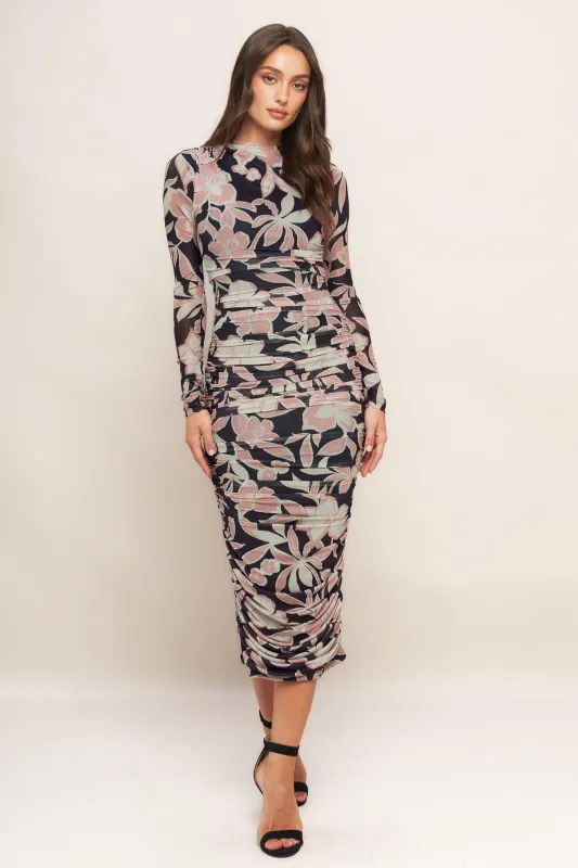 Muted Romance Power Mesh Midi Dress made by Flying Tomato