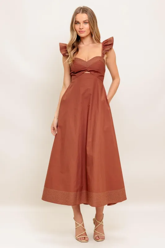 Tuscan Sunset Woven Midi Dress made by Flying Tomato
