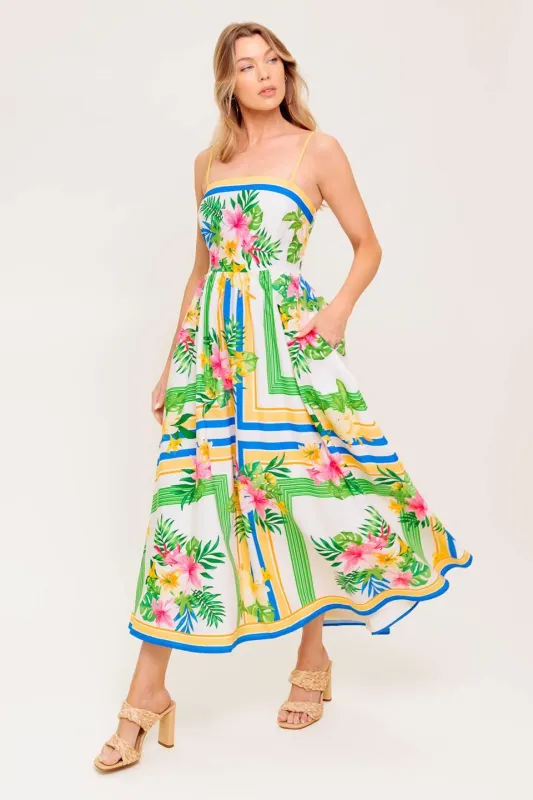 Floral Harmony Woven Midi Dress made by Flying Tomato