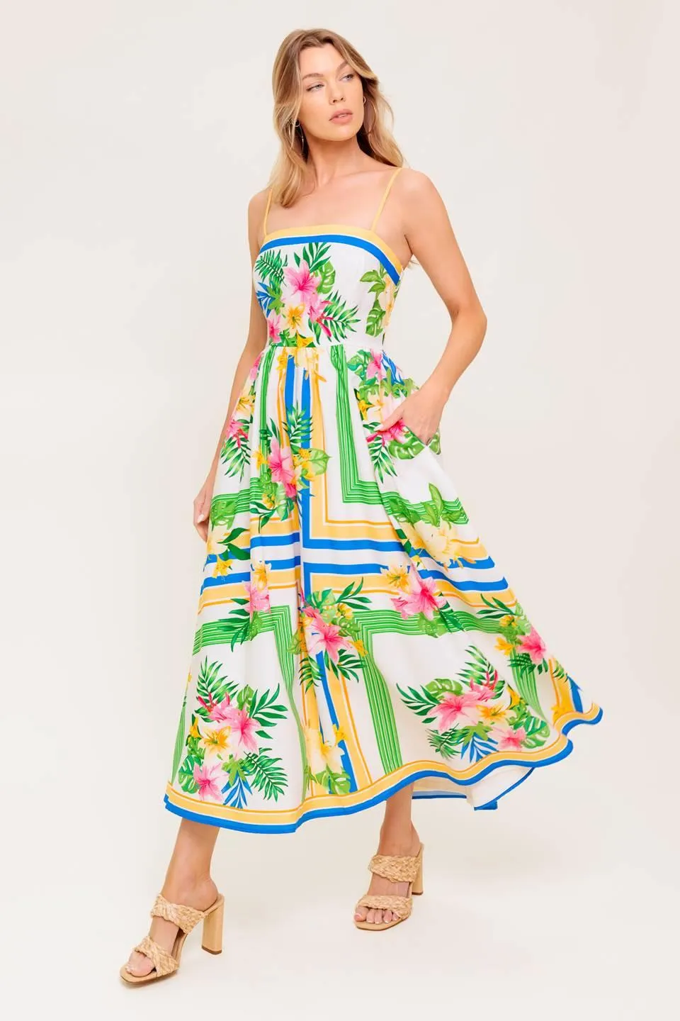 Floral Harmony Woven Midi Dress sold by Zulily