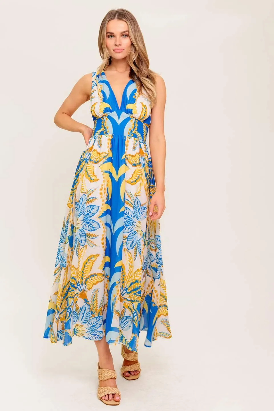 Soft Meadow Blue Woven Midi Dress sold by Zulily product image thumbnail 3