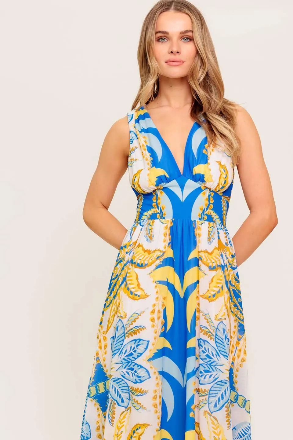 Soft Meadow Blue Woven Midi Dress sold by Zulily product image thumbnail 4