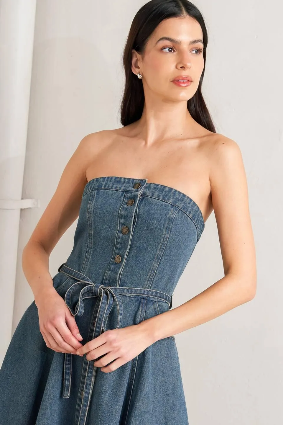 Midnight Volume Denim Midi Dress sold by Zulily product image thumbnail 5