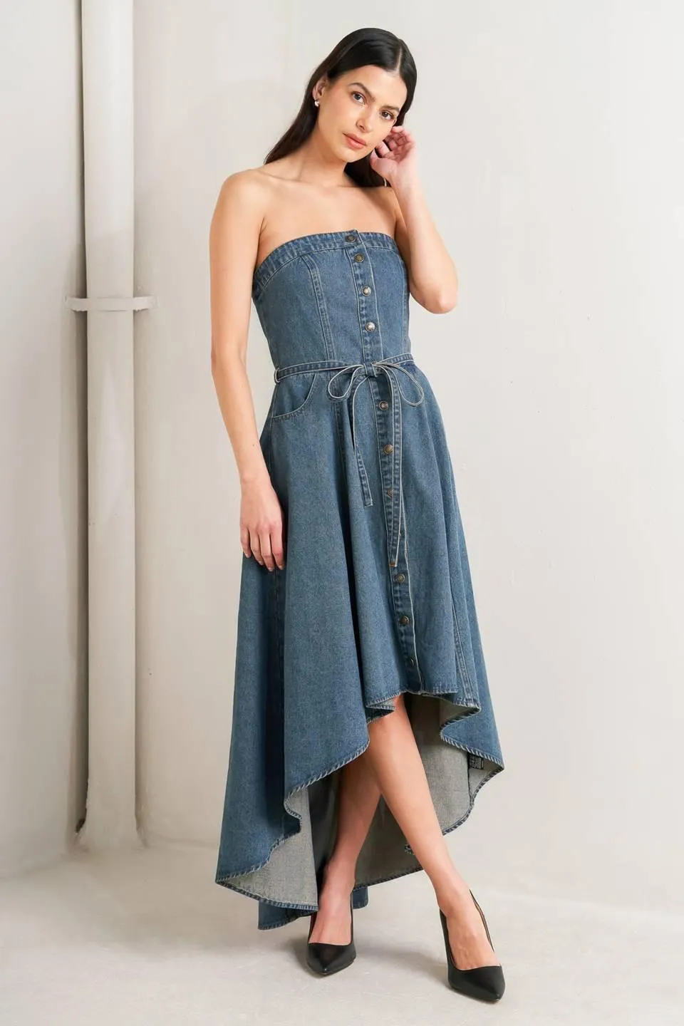 Midnight Volume Denim Midi Dress sold by Zulily product image thumbnail 2