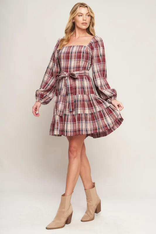 Honey Hug Plaid Mini Dress made by Flying Tomato