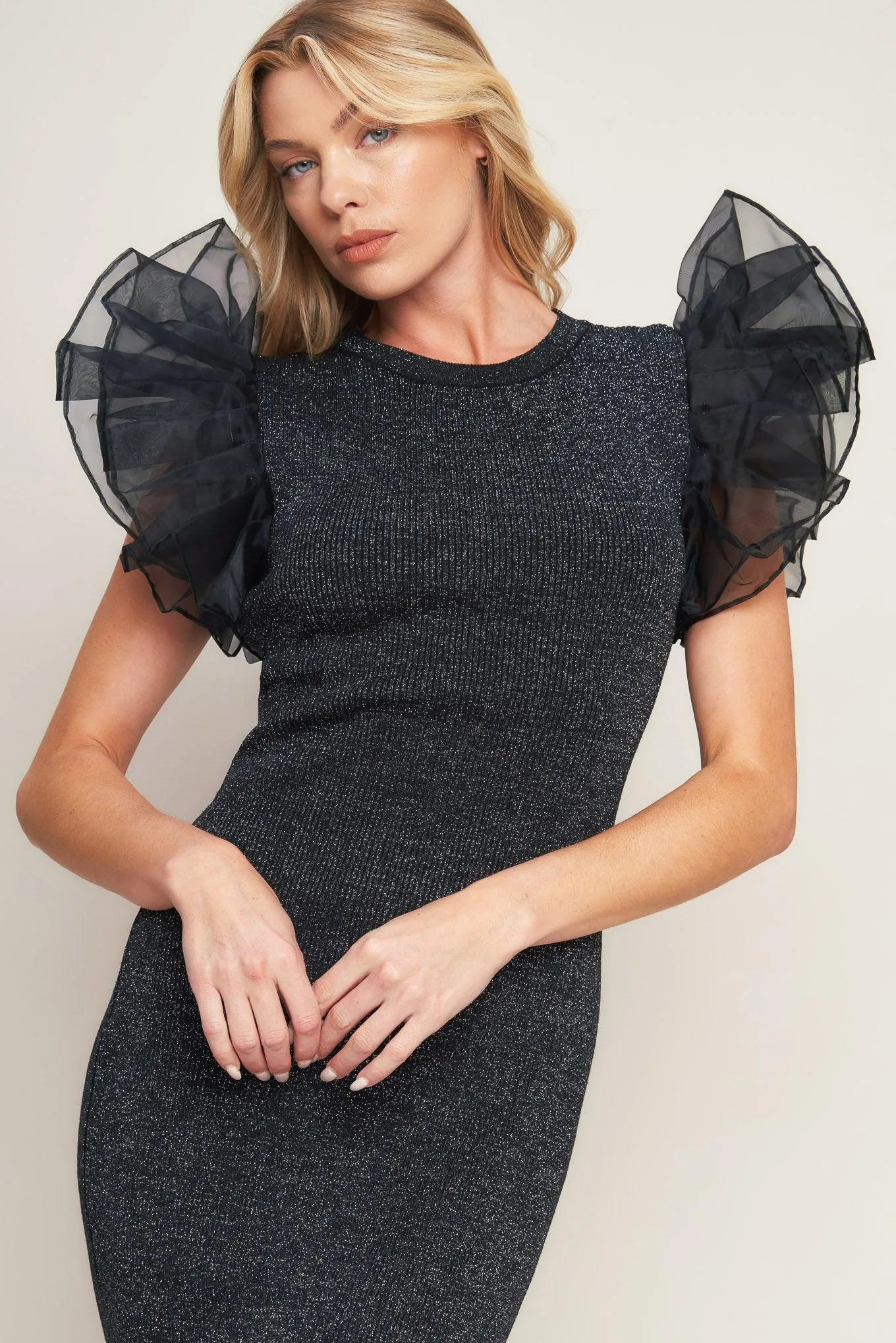Voluminous Power Metallic Midi Dress sold by Zulily product image thumbnail 5
