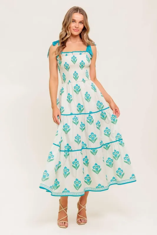 Midnight Botanica Woven Midi Dress made by Flying Tomato