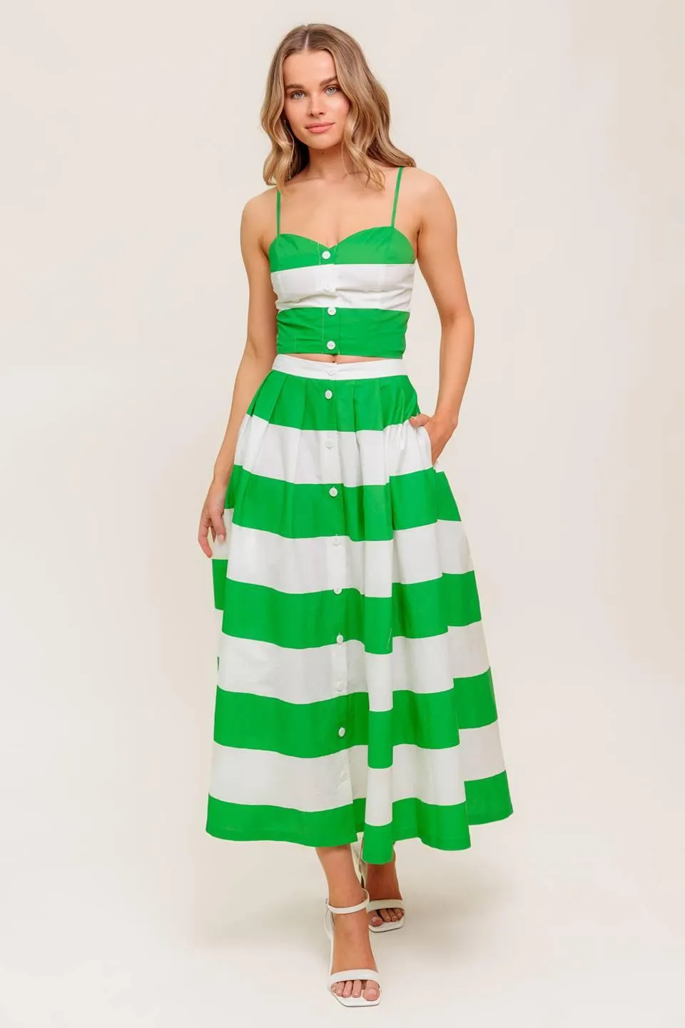 Infinite Flare Green Woven Top and Skirt Set sold by Zulily product image thumbnail 3