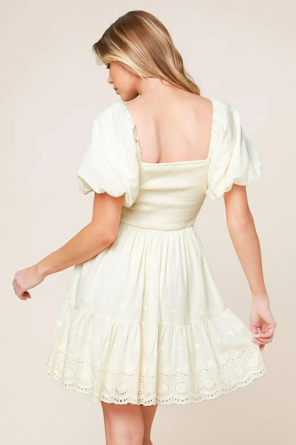 Lola Grass Cream Woven Mini Dress sold by Zulily product image thumbnail 4