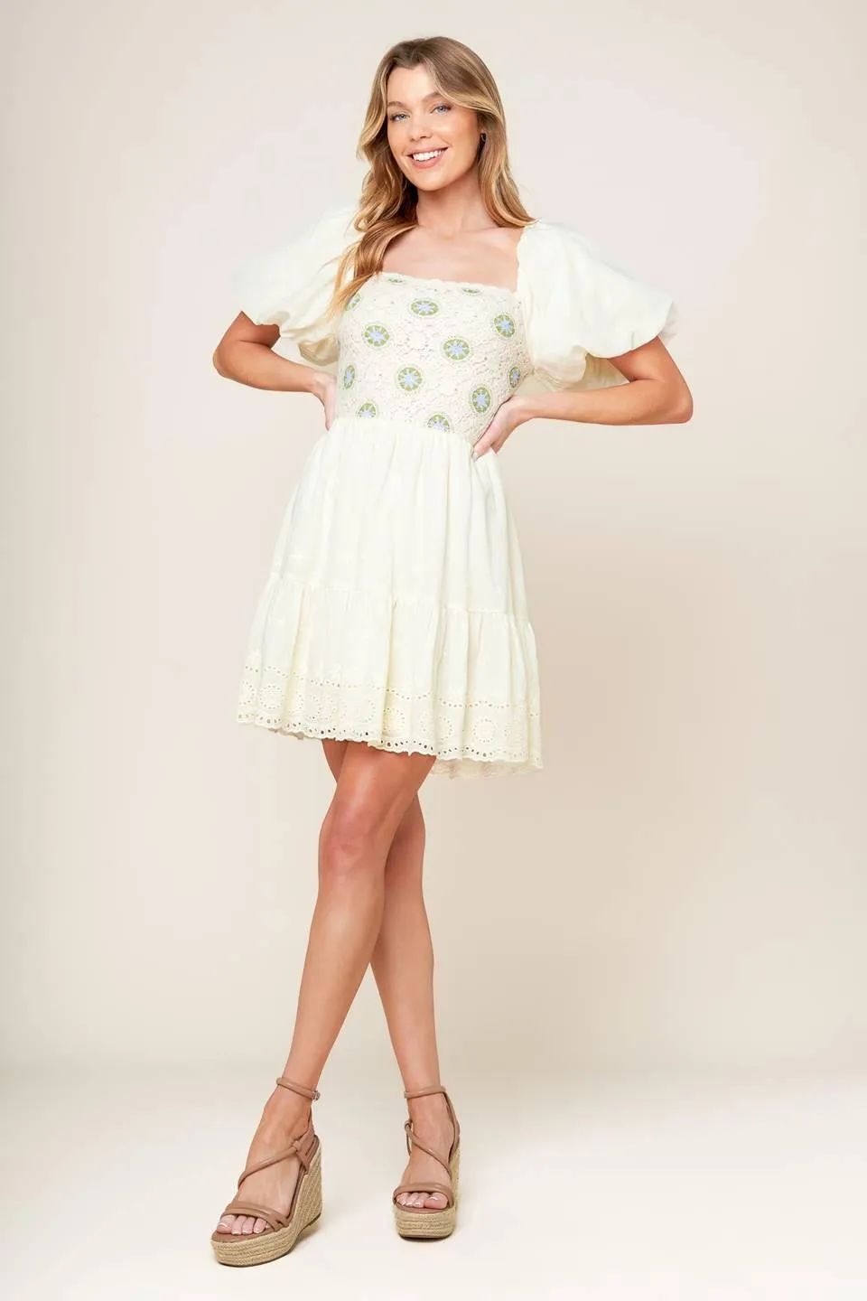 Lola Grass Cream Woven Mini Dress sold by Zulily product image thumbnail 5