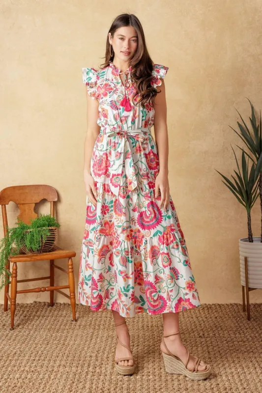 Bright Moments Woven Midi Dress made by Flying Tomato