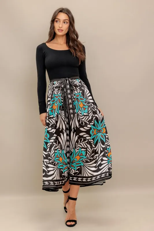 Sunburst Garden Black Midi Dress made by Flying Tomato