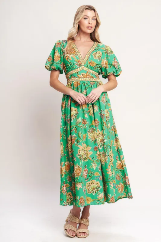 Tropical State of Heart Woven Midi Dress made by Flying Tomato