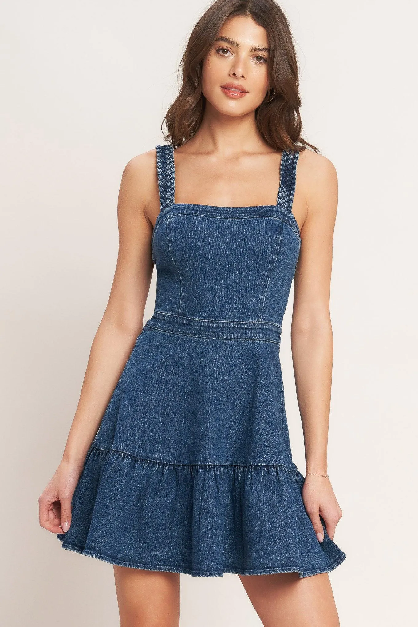 Functional Seaming Denim Mini Dress sold by Zulily