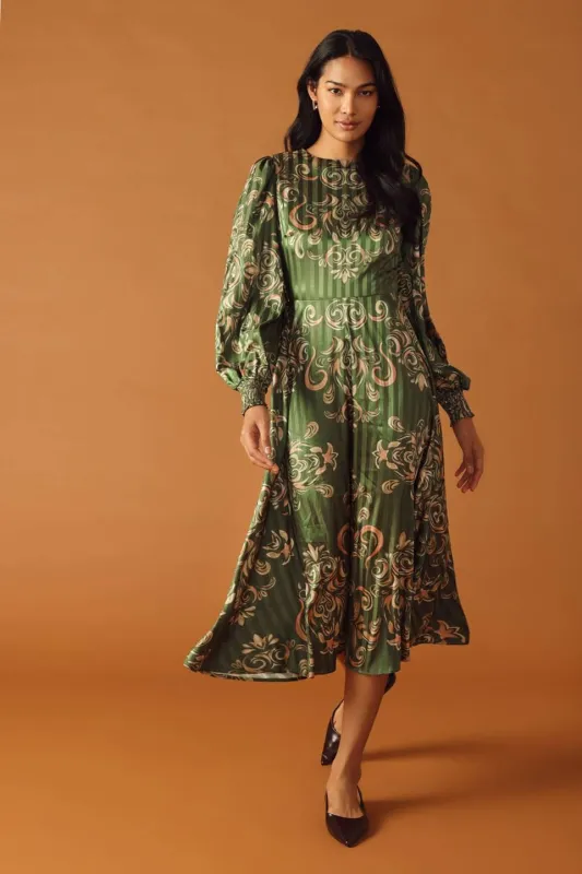 Moments of Clarity Woven Midi Dress made by Flying Tomato