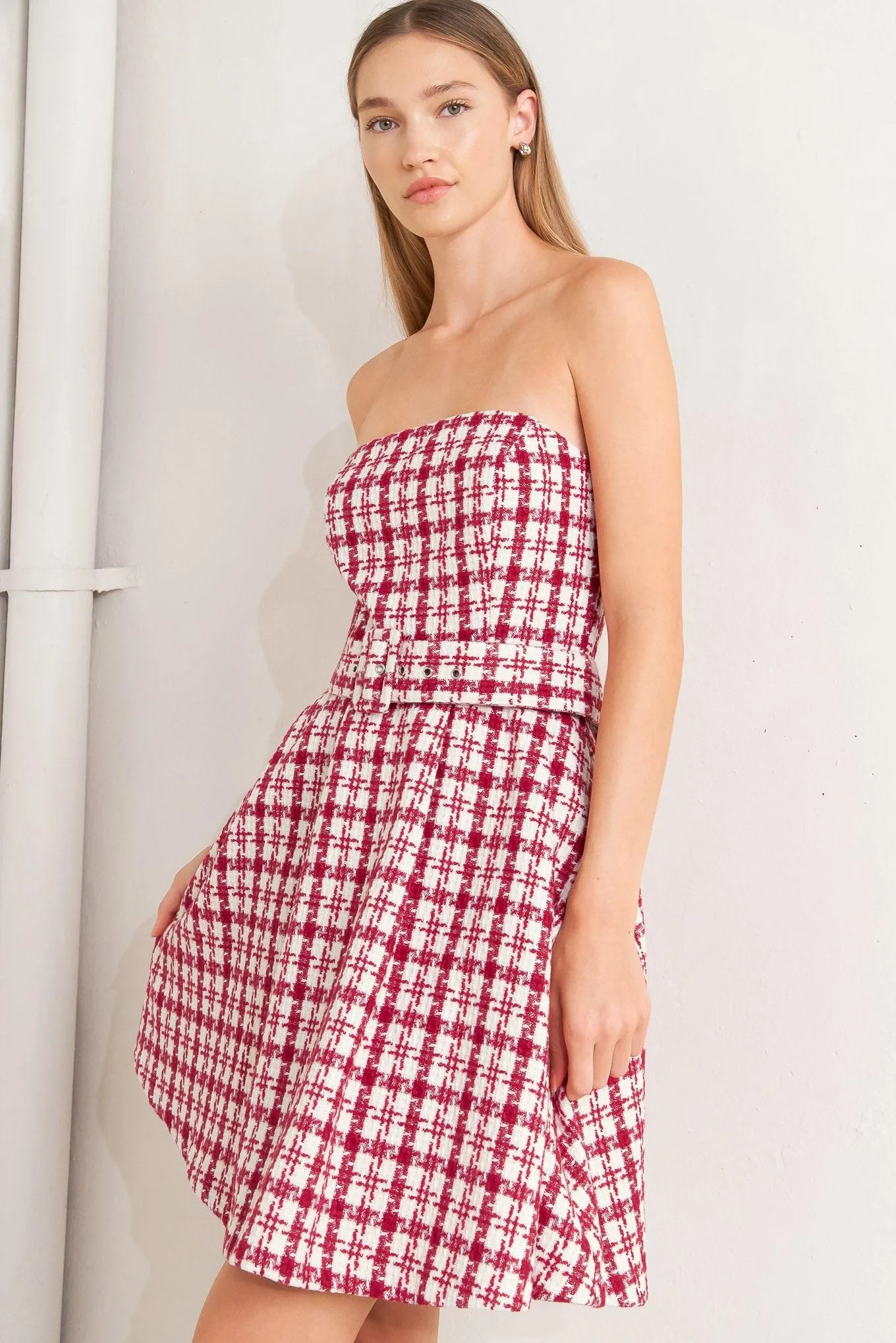 Cherry Check Tweed Mini Dress sold by Zulily product image thumbnail 3