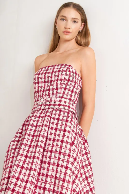 Cherry Check Tweed Mini Dress made by Flying Tomato