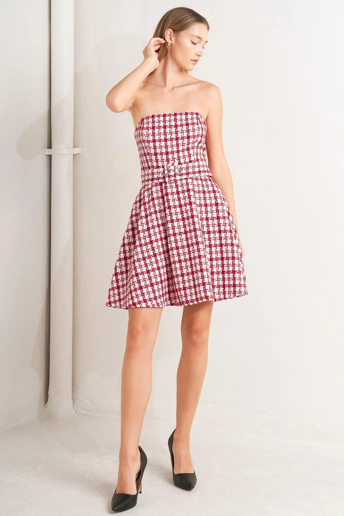 Cherry Check Tweed Mini Dress sold by Zulily product image thumbnail 5