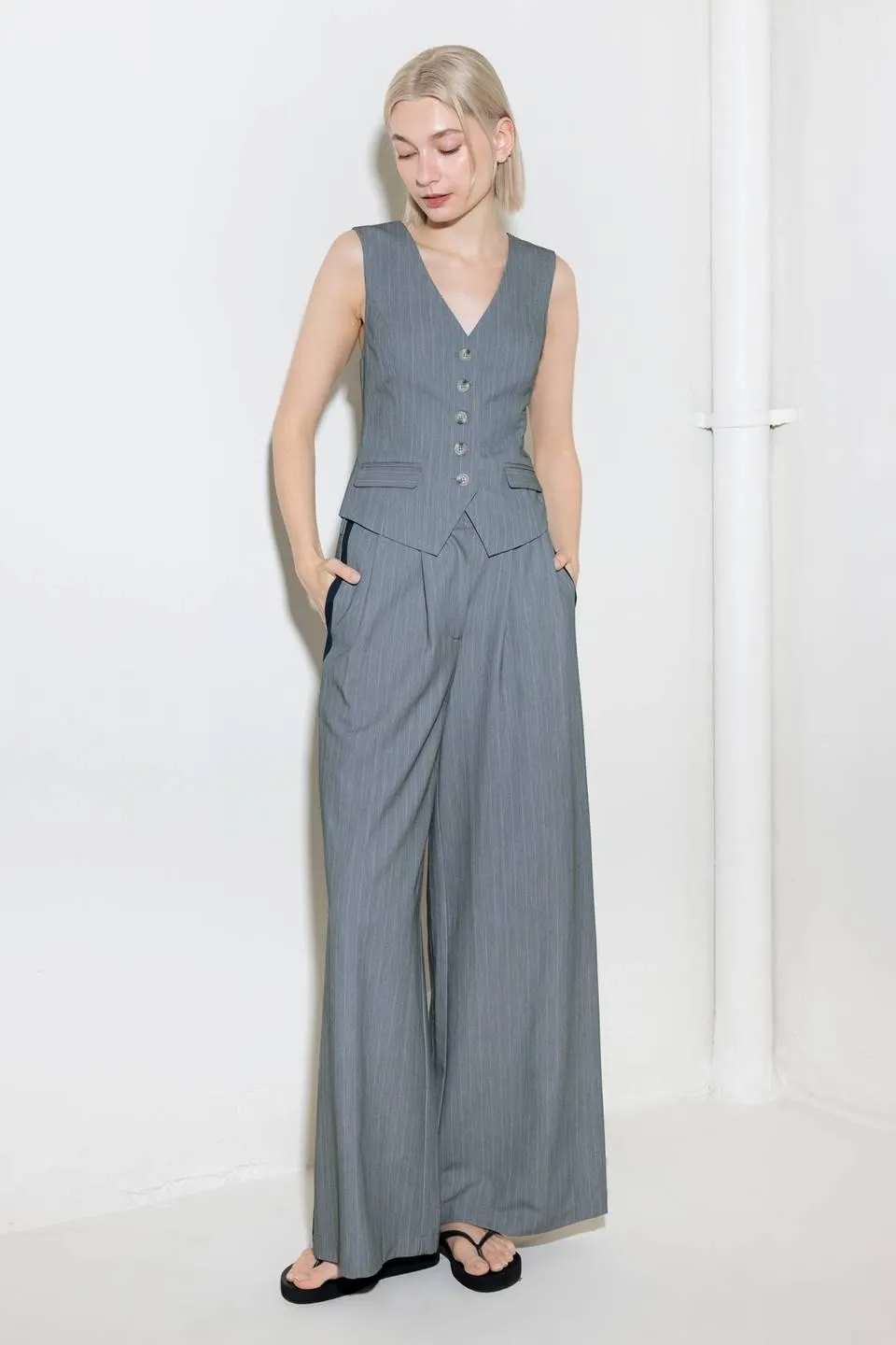 Smile Bright in Grey Woven Vest sold by Zulily product image thumbnail 4