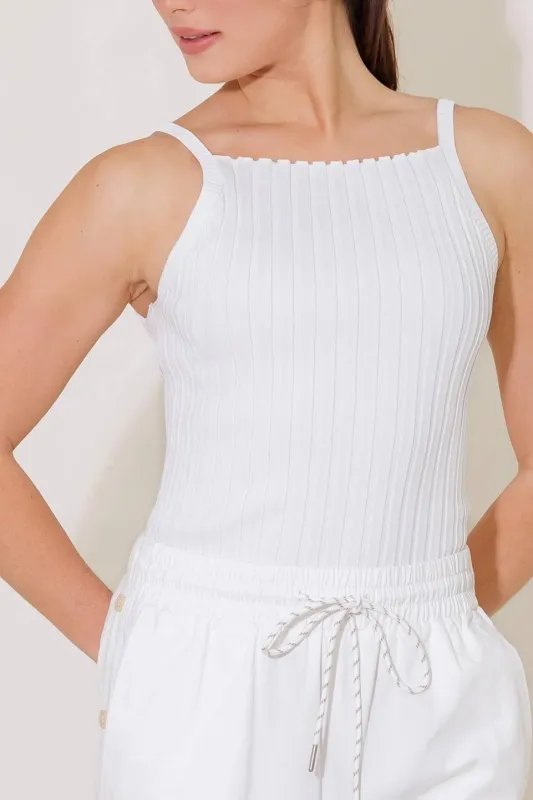 Bit of Sunshine White Sweater Knit Tank Top made by Flying Tomato