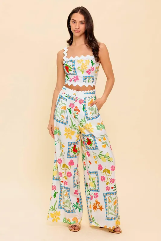Marigold Ivory Woven Top and Pant Set made by Flying Tomato