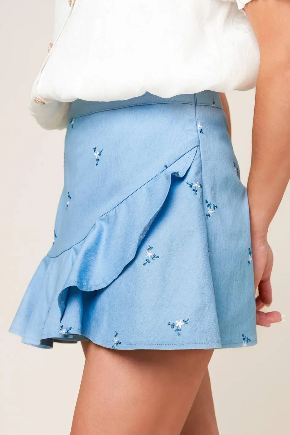 Moment of Clarity Light Indigo Woven Skort sold by Zulily product image thumbnail 5